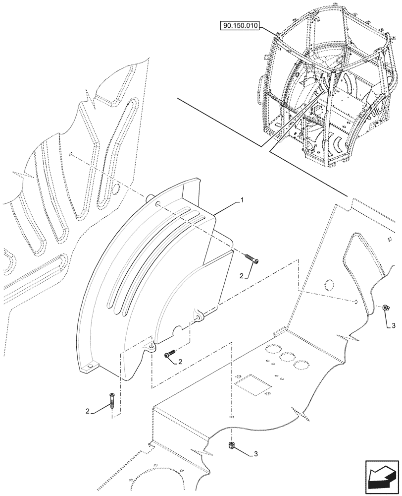 Схема запчастей Case IH JX95HC PLUS - (90.160.060) - STD + VAR - 334957, 390831 - CAB INTERIOR TRIM, RH (90) - PLATFORM, CAB, BODYWORK AND DECALS