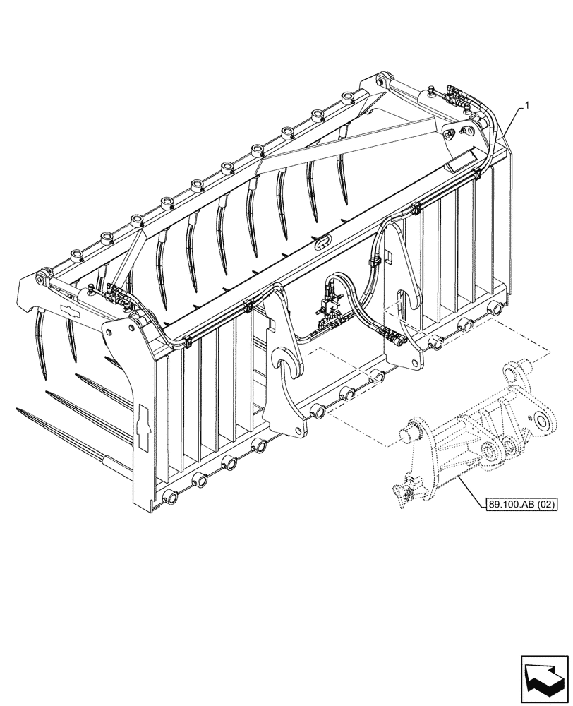 Схема запчастей Case IH FARMLIFT 635 - (84.100.AB[12]) - BUCKET, W/ GRAPPLE (84) - BOOMS, DIPPERS & BUCKETS
