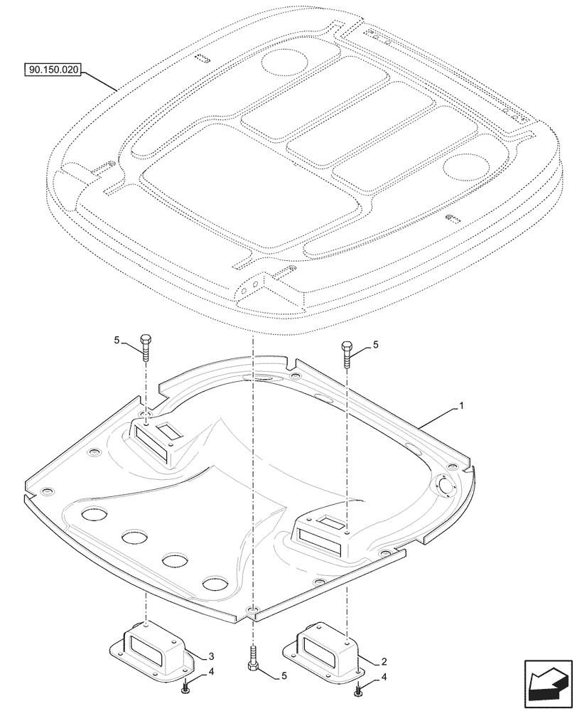 Схема запчастей Case IH JX95HC PLUS - (90.160.140) - STD + VAR - 391606 - CAB ROOF, SOFT TRIM (90) - PLATFORM, CAB, BODYWORK AND DECALS
