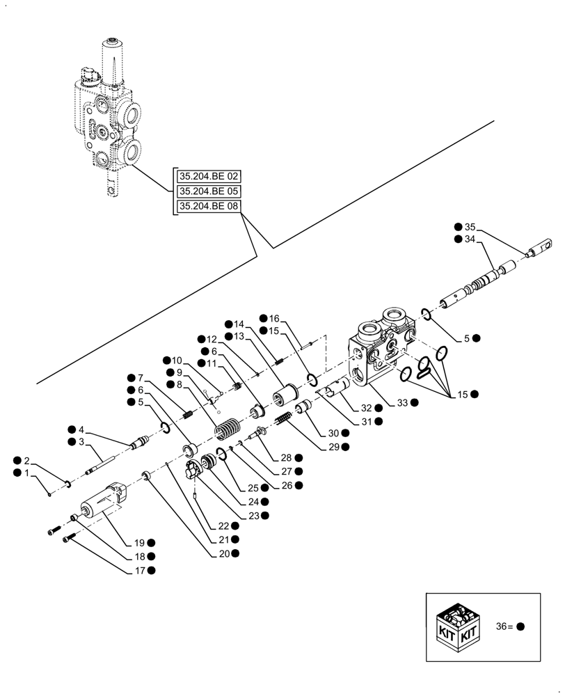 Схема запчастей Case IH FARMALL 110A - (35.204.BE[26]) - KIT, VALVE SECTION (35) - HYDRAULIC SYSTEMS