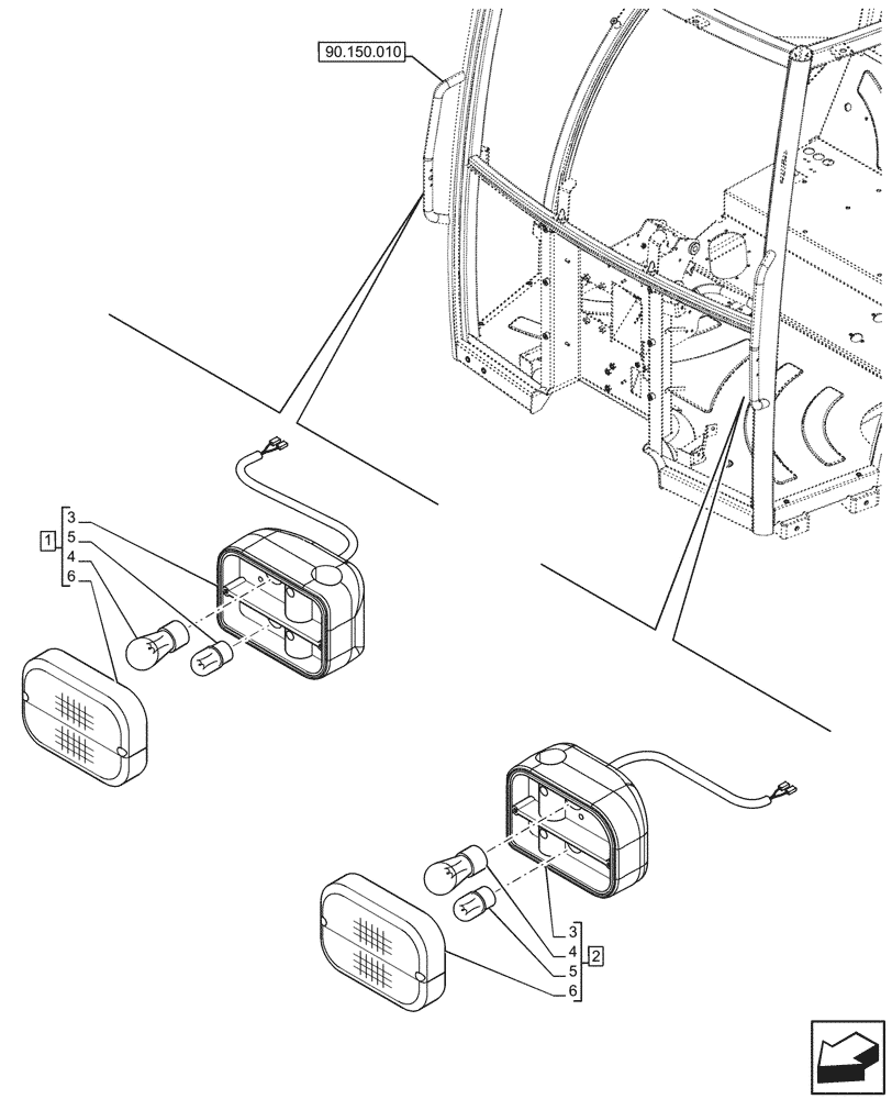 Схема запчастей Case IH JX95HC PLUS - (55.404.070) - STD + VAR - 391606 - INDICATOR LIGHT, FRONT (55) - ELECTRICAL SYSTEMS