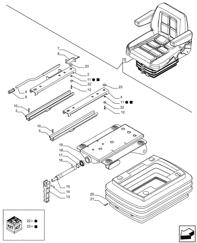 Схема запчастей Case IH JX95HC PLUS - (90.120.130) - VAR - 336191 - DRIVER SEAT, DELUXE, W/ RETRACTABLE BELT, COMPONENTS (90) - PLATFORM, CAB, BODYWORK AND DECALS
