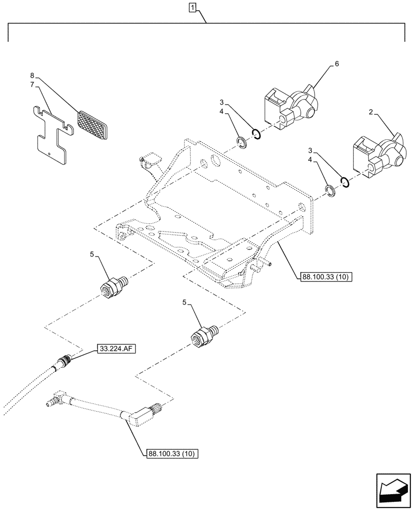 Схема запчастей Case IH MAXXUM 135 - (88.100.33[11]) - DIA KIT, PNEUMATIC TRAILER BRAKE, UNIVERSAL (88) - ACCESSORIES