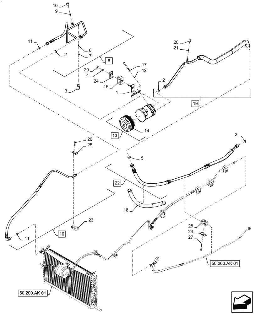 Схема запчастей Case IH MAGNUM 280 - (50.200.AA[02]) - AIR CONDITIONING COMPRESSOR - ASN ZHRF01132 (50) - CAB CLIMATE CONTROL