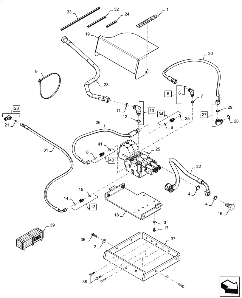 Схема запчастей Case IH MAGNUM 200 - (35.204.BS[04]) - MID-MOUNT CONTROL VALVE - 2, POWERSHIFT (35) - HYDRAULIC SYSTEMS
