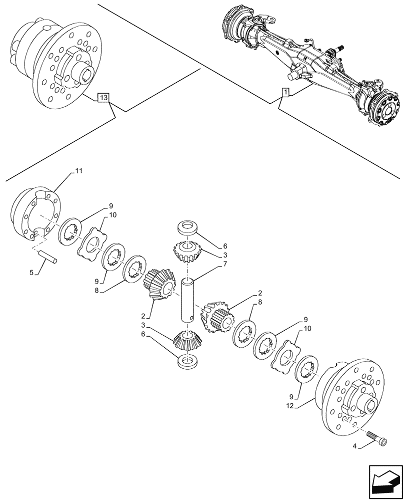 Схема запчастей Case IH JX95HC PLUS - (25.102.040) - STD + VAR - 391244 - 4WD FRONT AXLE, DIFFERENTIAL GEAR, COMPONENTS (25) - FRONT AXLE SYSTEM