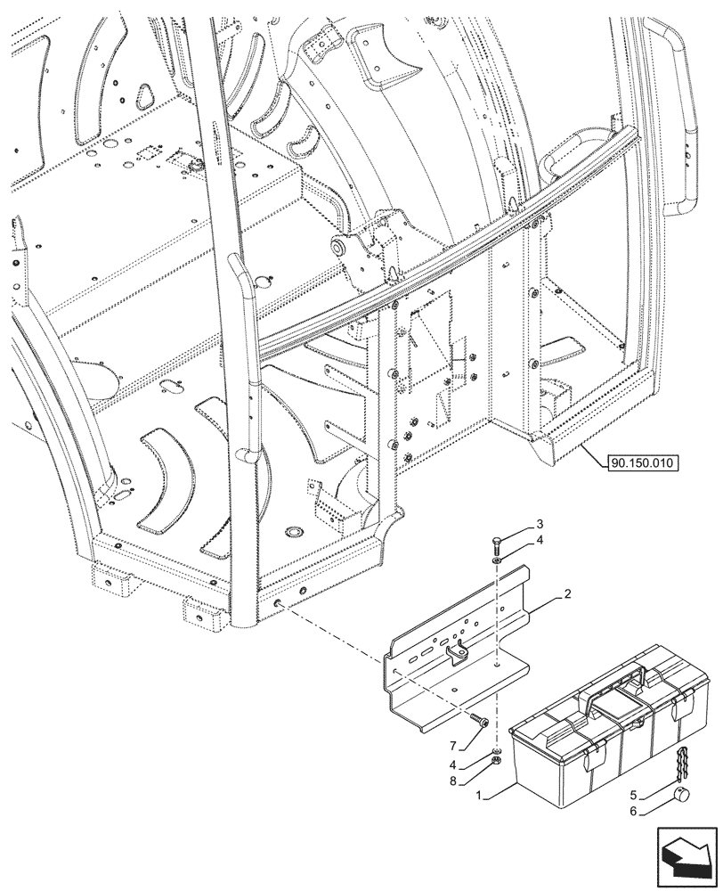Схема запчастей Case IH JX95HC PLUS - (88.100.010) - STD + VAR - 332998, 334408 - TOOL BOX (88) - ACCESSORIES