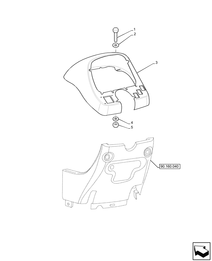 Схема запчастей Case IH JX95HC PLUS - (90.160.020) - STD + VAR - 391606 - INSTRUMENT PANEL, FRONT, CAB (90) - PLATFORM, CAB, BODYWORK AND DECALS