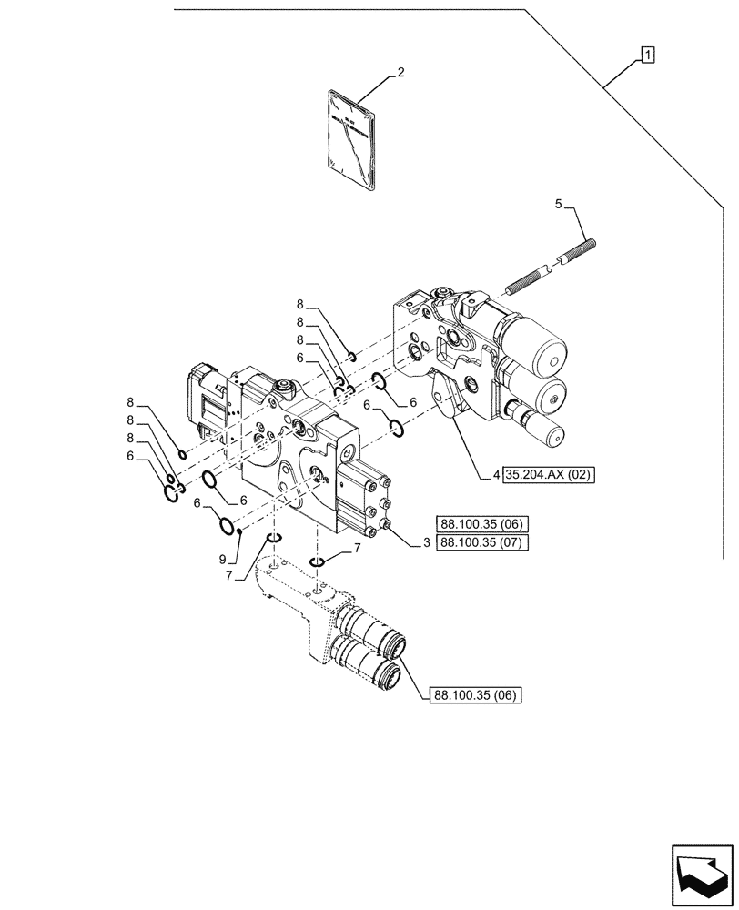 Схема запчастей Case IH PUMA 200 CVT - (88.100.35[05]) - DIA KIT, REMOTE CONTROL VALVE (88) - ACCESSORIES