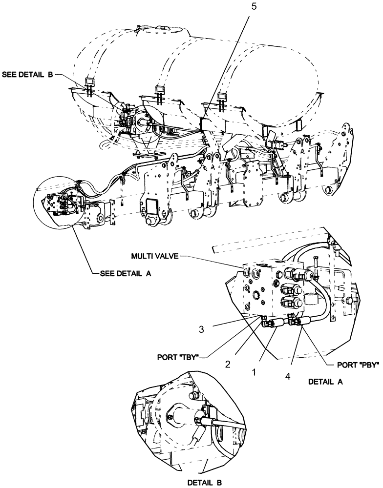 Схема запчастей Case IH 1250 - (75.110.16) - LIQUID FERTILIZER - HYDRAULIC HOSES - 12 ROW, 400 GALLON AND 16 ROW, 600 GALLON (12 ROW SHOWN) (75) - SOIL PREPARATION