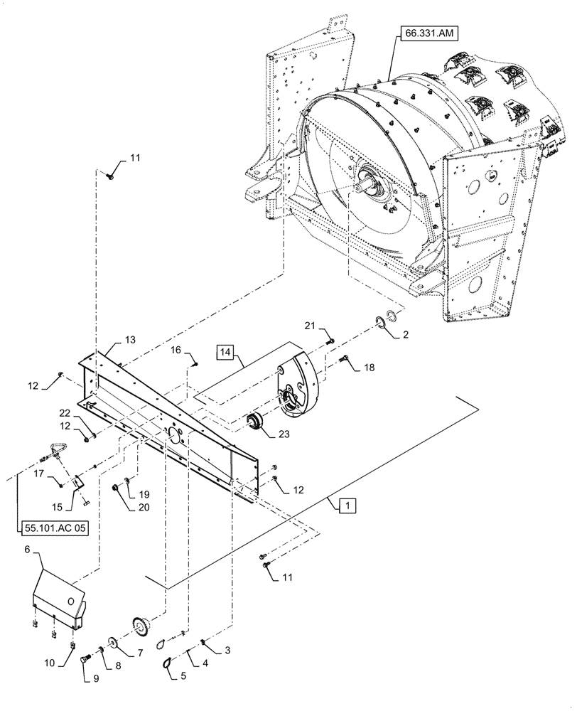 Схема запчастей Case IH 7088 - (66.331.AL[03]) - VAR - 722808, 722885, 722886 - SUPPORT, ROTOR, FRONT, LARGE TUBE (66) - THRESHING