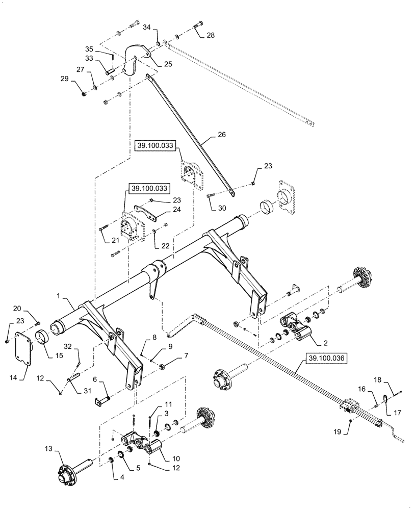 Схема запчастей Case IH TM255 - (39.100.034) - MAIN FRAME LIFT SYSTEM DOUBLE FOLD 46 FOOT (39) - FRAMES AND BALLASTING