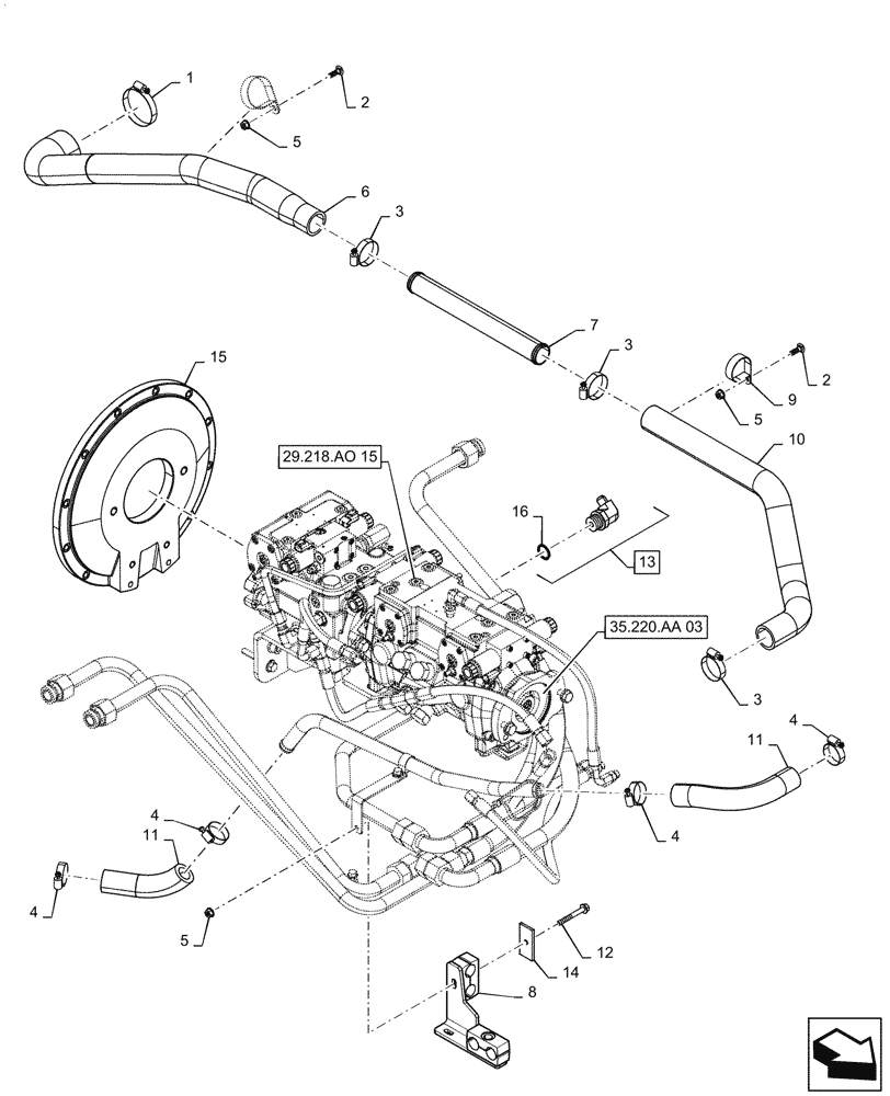 Схема запчастей Case IH TR340 - (29.204.AB[06]) - HYDROSTATIC PUMP, SUPPLY LINES, EHF (20-NOV-2015 & NEWER) (29) - HYDROSTATIC DRIVE