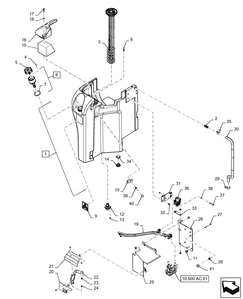 Схема запчастей Case IH MAGNUM 250 - (10.500.AA[01]) - DEF/ADBLUE TANK - TIER 4B - BSN ZERF08099 (10) - ENGINE