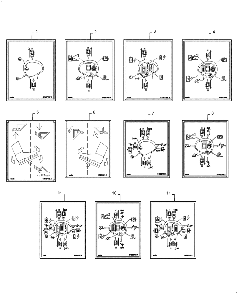Схема запчастей Case IH SV340 - (90.108.010) - HYDRAULIC CONTROL DECALS (90) - PLATFORM, CAB, BODYWORK AND DECALS