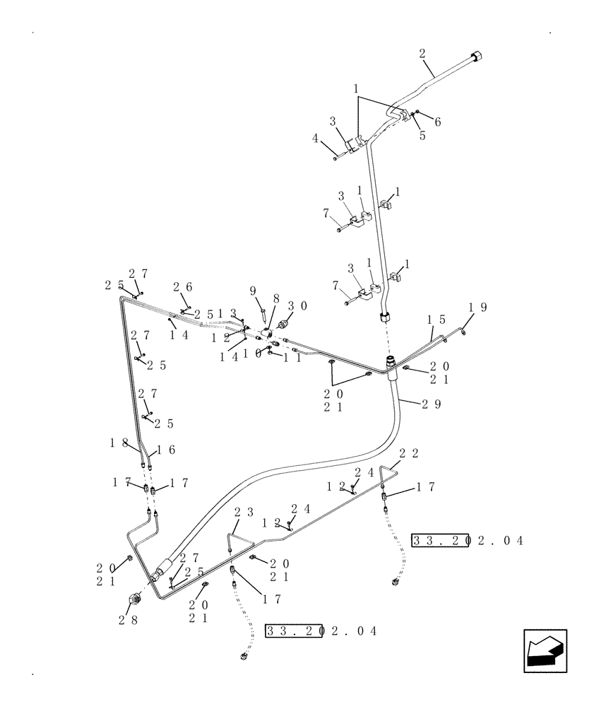 Схема запчастей Case IH 9010 - (33.202.15) - HYDRAULICS - BRAKE CONTROL LINES - 9010 (33) - BRAKES & CONTROLS