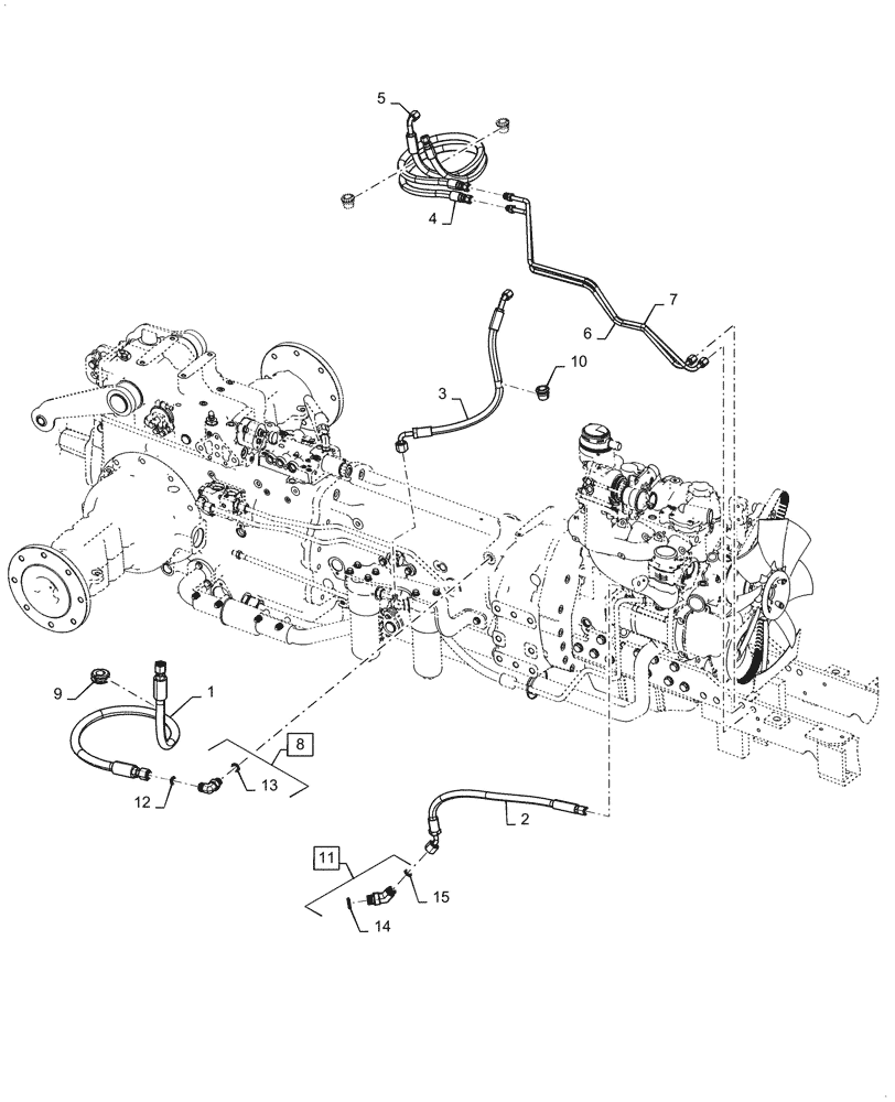 Схема запчастей Case IH FARMALL 55C - (41.200.AA) - POWER STEERING LINES (41) - STEERING