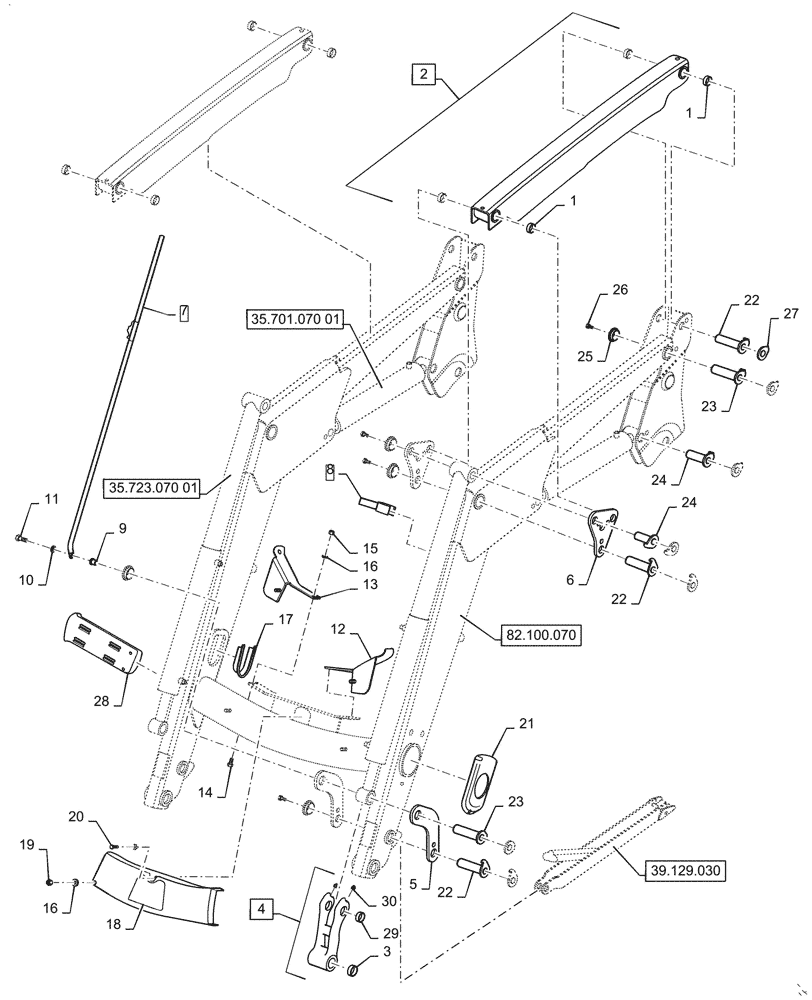 Схема запчастей Case IH L785 - (39.101.080) - LOADER ARM FRAME - MSL (39) - FRAMES AND BALLASTING
