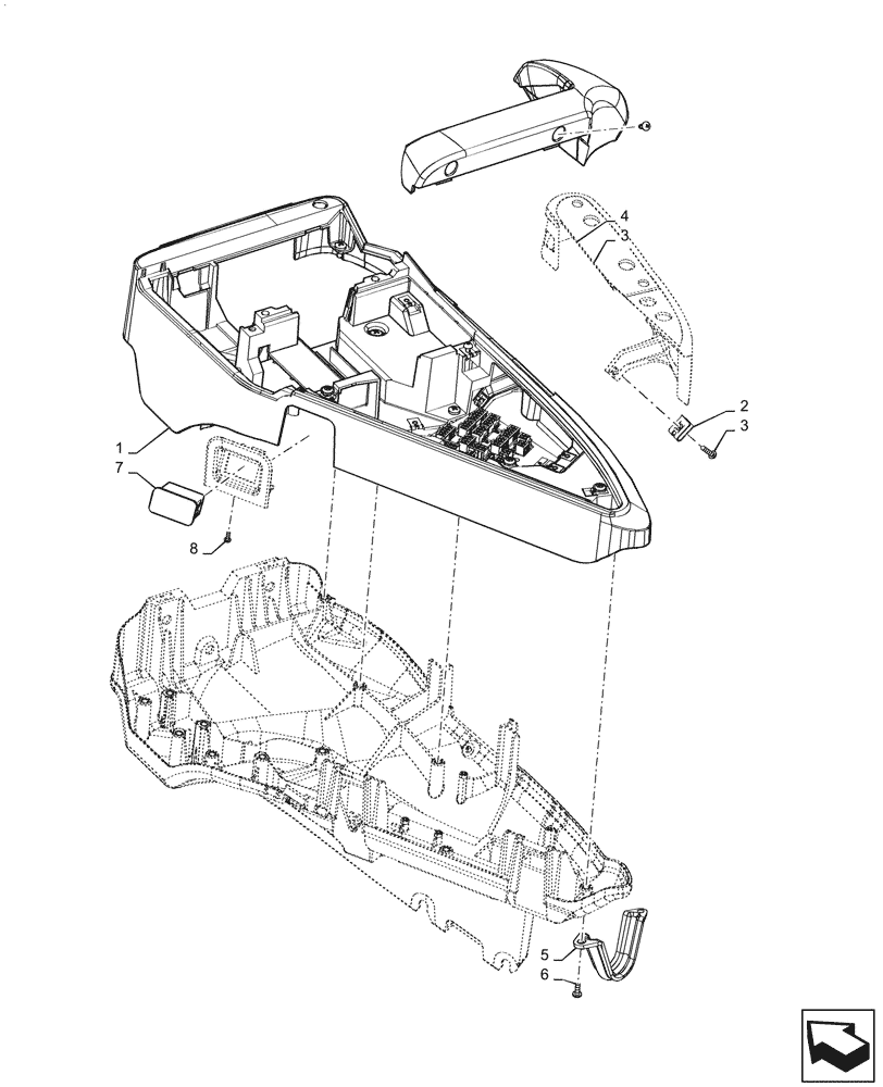 Схема запчастей Case IH PUMA1654 - (90.151.AG[05]) - ARMREST, CONTROL UNIT, COVER (90) - PLATFORM, CAB, BODYWORK AND DECALS