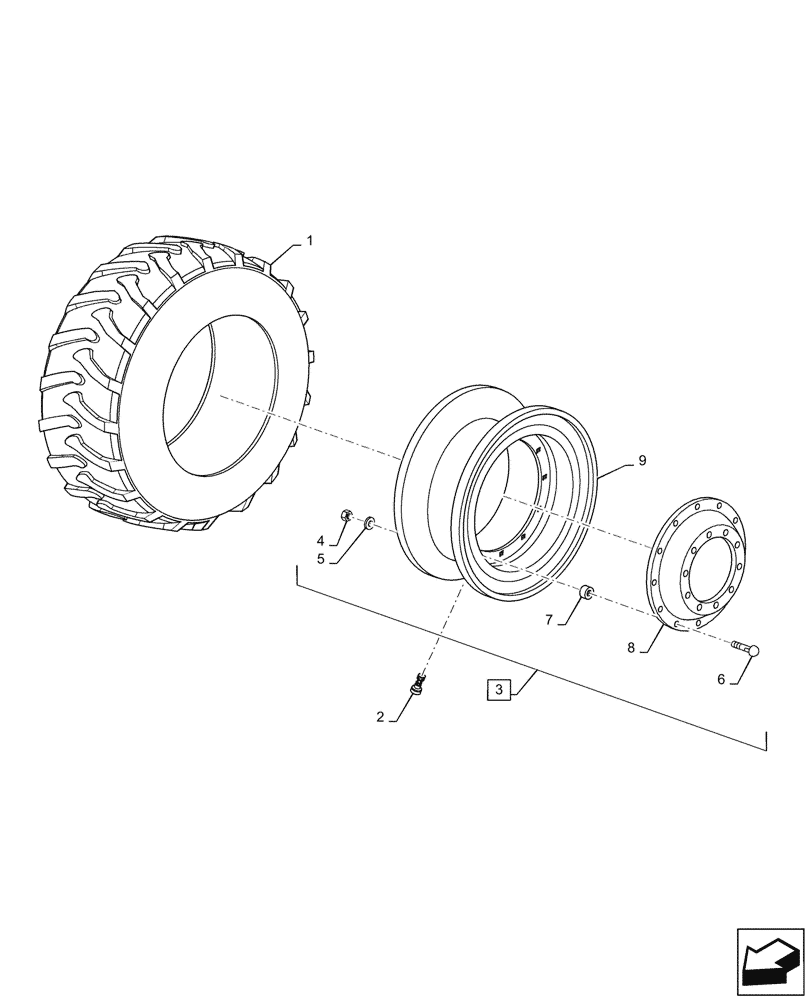 Схема запчастей Case IH PUMA1654 - (44.511.AE[04]) - 4WD FRONT WHEEL (44) - WHEELS