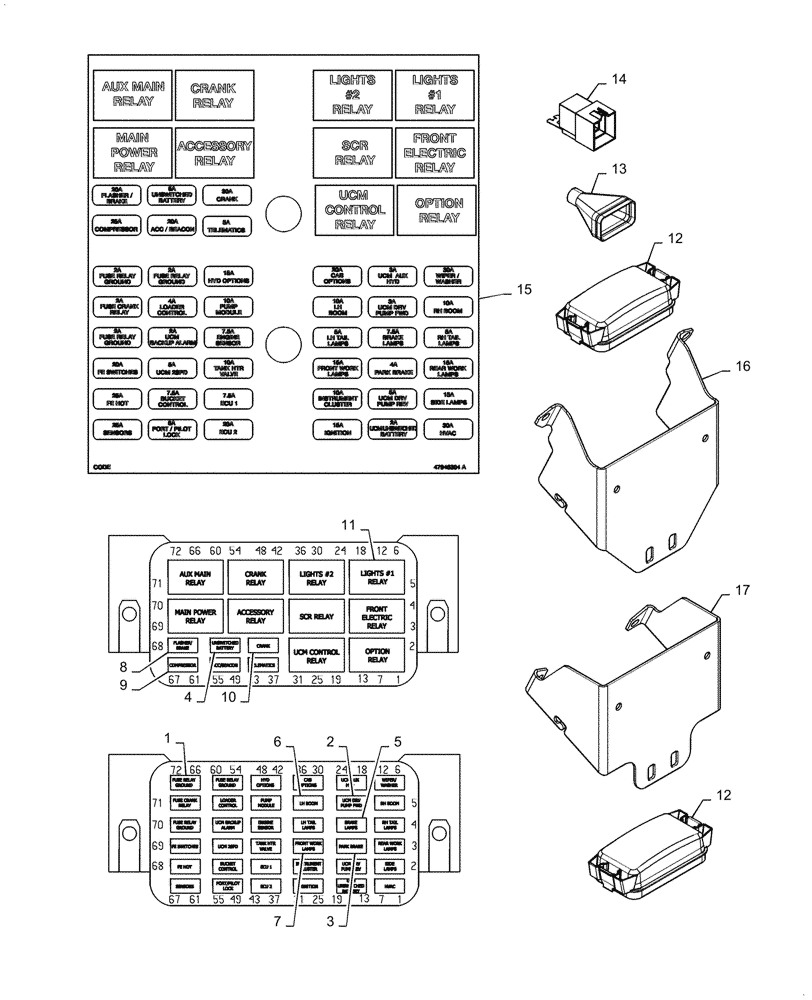 Схема запчастей Case IH SR270 - (55.100.020[02]) - FUSE & RELAYS, ELECTRO-HYDRAULIC CONTROLS (55) - ELECTRICAL SYSTEMS