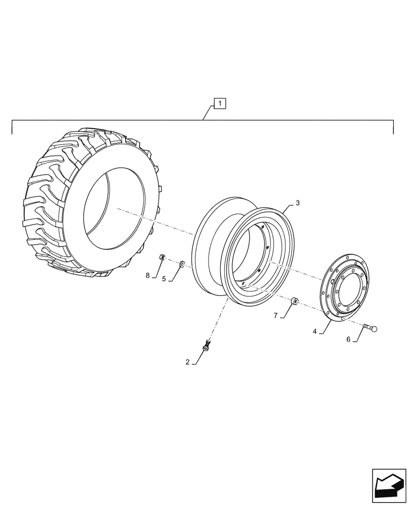 Схема запчастей Case IH PUMA1654 - (44.511.AE[05]) - 4WD FRONT WHEEL (44) - WHEELS