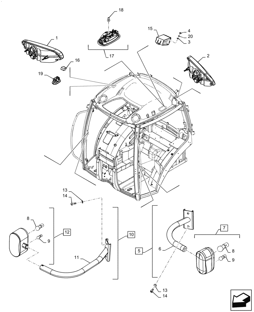 Схема запчастей Case IH PUMA1654 - (55.404.CA[01]) - INDICATOR LIGHT (55) - ELECTRICAL SYSTEMS