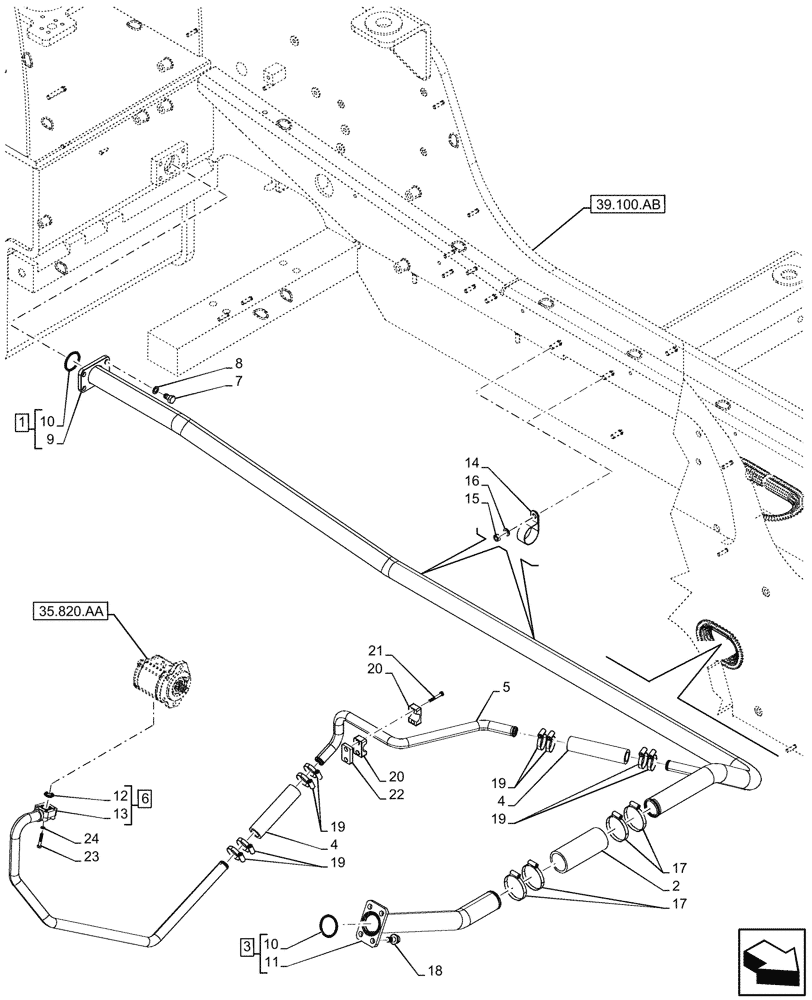 Схема запчастей Case IH FARMLIFT 632 - (35.300.AD[01A]) - HYDRAULIC OIL RESERVOIR, SUCTION PIPE - BEGIN DATE 21-APR-2015 (35) - HYDRAULIC SYSTEMS