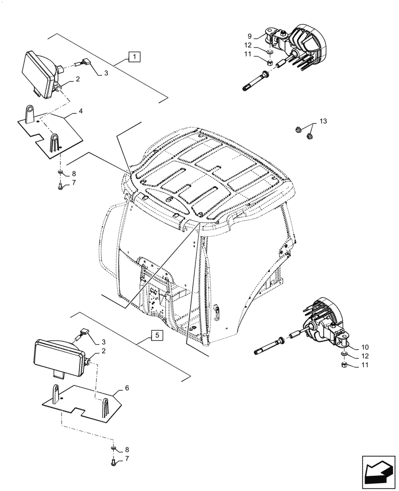 Схема запчастей Case IH PUMA1654 - (55.404.BS[05]) - WORK LAMP ASSY (55) - ELECTRICAL SYSTEMS
