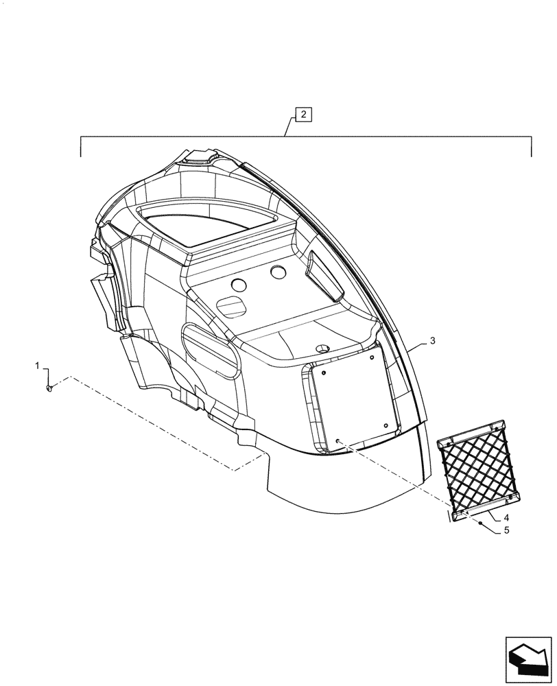 Схема запчастей Case IH PUMA1654 - (90.160.BY[05]) - FRONT LEFT CAB STORAGE BOX (90) - PLATFORM, CAB, BODYWORK AND DECALS