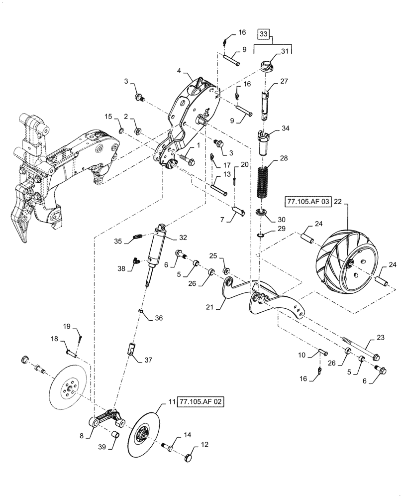 Схема запчастей Case IH 2160 - (77.105.AF[04]) - CLOSING LEADING AIR (77) - SEEDING/PLANTING