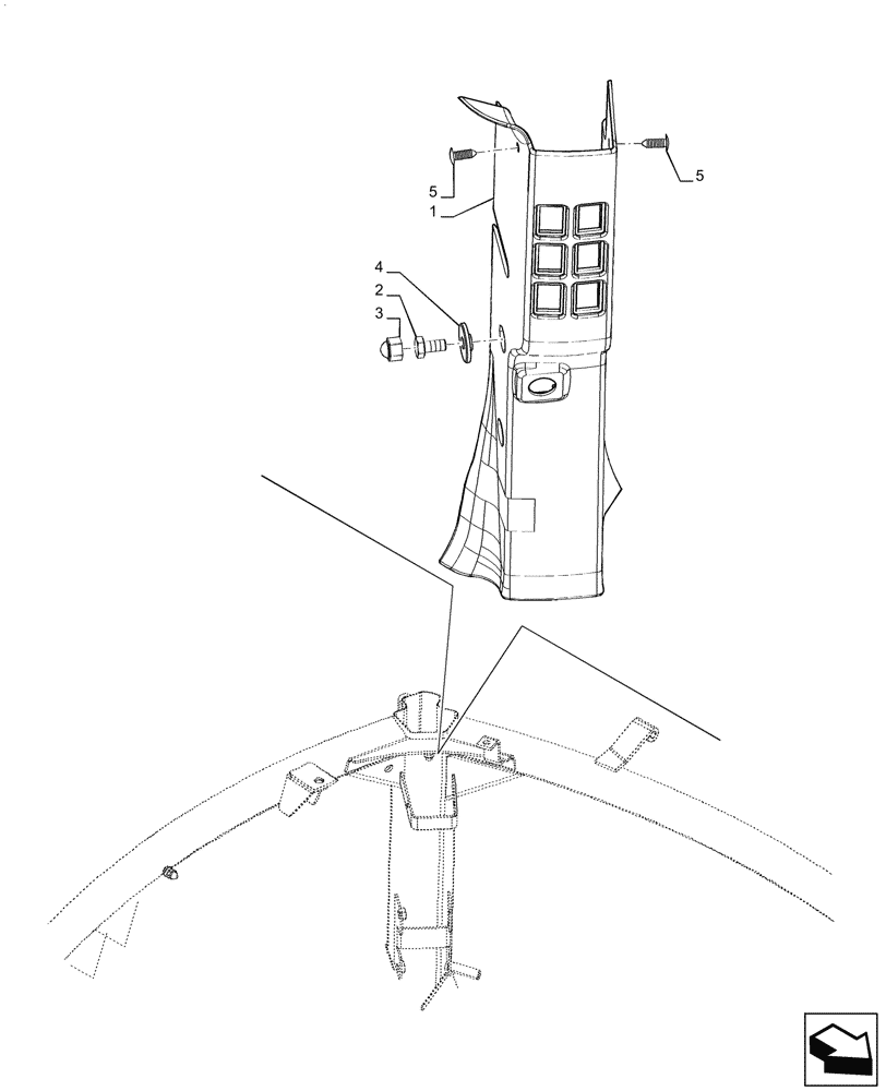 Схема запчастей Case IH PUMA1654 - (90.160.BY[04]) - PILLAR COVER RH (90) - PLATFORM, CAB, BODYWORK AND DECALS