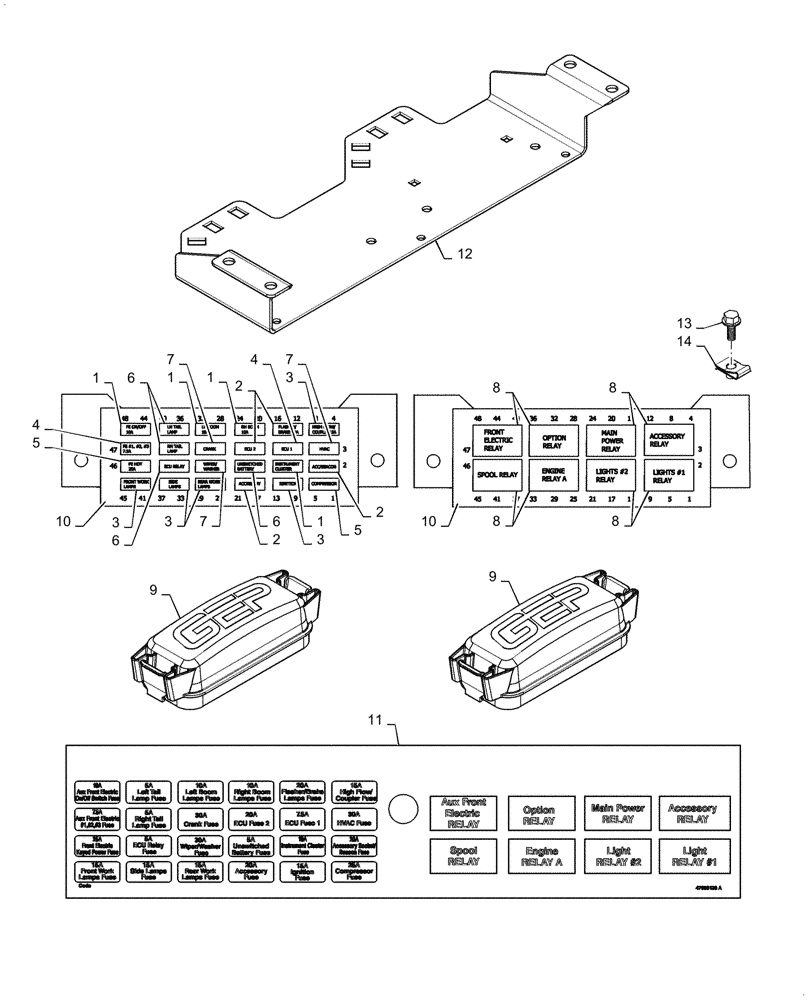 Схема запчастей Case IH SV185 - (55.100.DO[01]) - FUSE BOX, MECHANICAL CONTROLS (55) - ELECTRICAL SYSTEMS