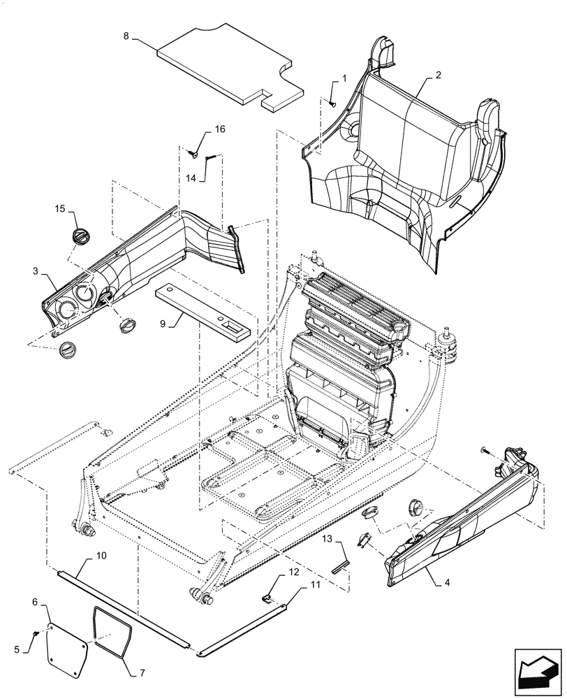 Схема запчастей Case IH SR250 - (90.160.01[01]) - INTERIOR TRIM CASE (ALL CASE) (90) - PLATFORM, CAB, BODYWORK AND DECALS