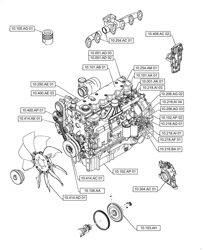 Схема запчастей Case IH PUMA1654 - (00.000.10[04]) - PICTORIAL INDEX - ENGINE (00) - GENERAL & PICTORIAL INDEX