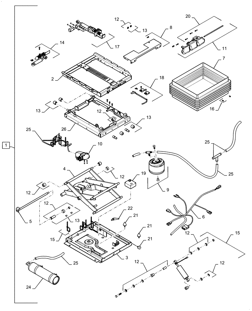 Схема запчастей Case IH STX480 - (09-28) - POSITIVE RESPONSE SUSPENSION ASSEMBLY - SEAT - LUXURY CAB (09) - CHASSIS