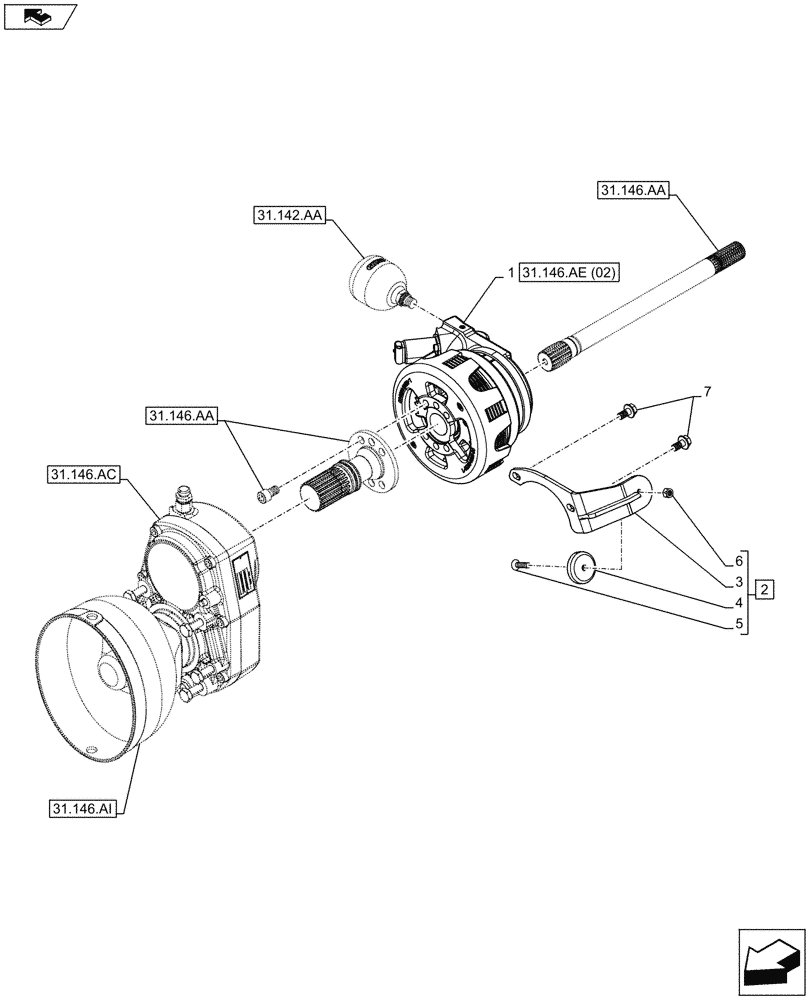 Схема запчастей Case IH FARMALL 85C - (31.146.AE[01]) - VAR - 332789 - FRONT PTO, CLUTCH (31) - IMPLEMENT POWER TAKE OFF