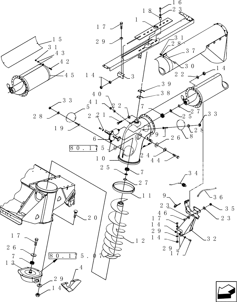 Схема запчастей Case IH 9120 - (80.180.01) - UNLOADING AUGER, VERTICAL - 7120, 8120, 9120 (80) - CROP STORAGE/UNLOADING