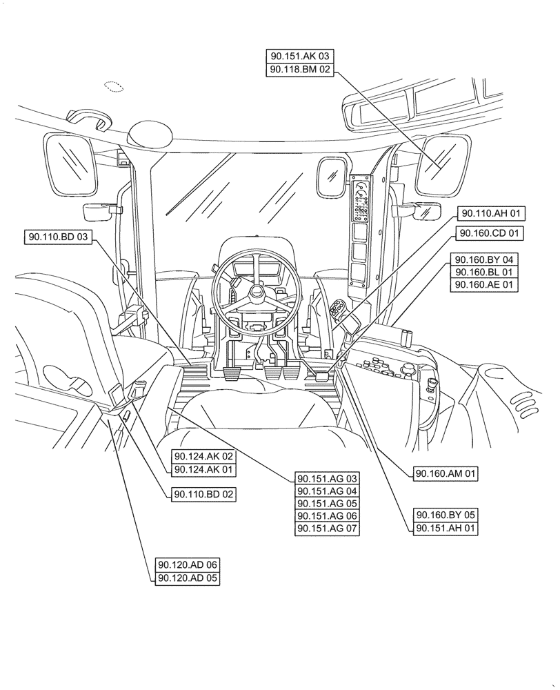 Схема запчастей Case IH PUMA1654 - (90.000.00[06]) - SECTION INDEX - PLATFORM, CAB, BODYWORK & DECALS (90) - PLATFORM, CAB, BODYWORK AND DECALS
