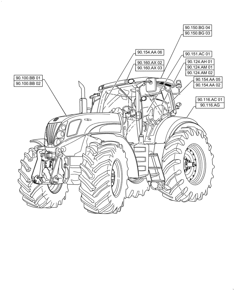 Схема запчастей Case IH PUMA1654 - (90.000.00[07]) - SECTION INDEX - PLATFORM, CAB, BODYWORK & DECALS (90) - PLATFORM, CAB, BODYWORK AND DECALS