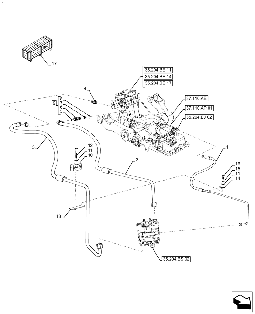 Схема запчастей Case IH FARMALL 120A - (88.100.35[11]) - VAR - 439152, 439153 - DIA KIT, MID MOUNT VALVE KIT, LOADER (88) - ACCESSORIES