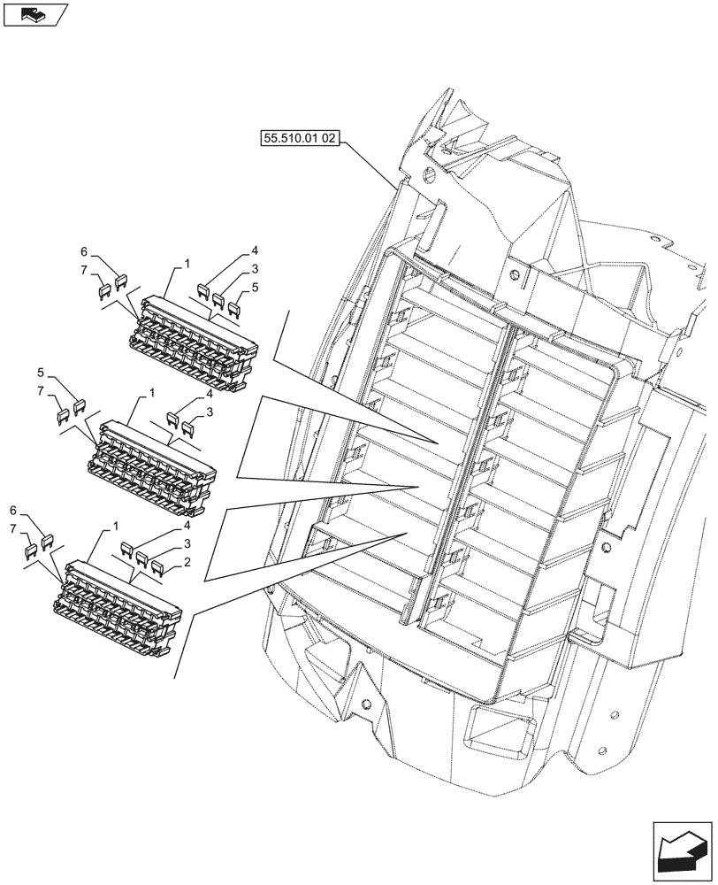 Схема запчастей Case IH PUMA 145 - (55.510.01[03A]) - CAB MAIN WIRE HARNESS, FUSE BOX, FUSE - BEGIN YR 24-JUL-2012 (55) - ELECTRICAL SYSTEMS