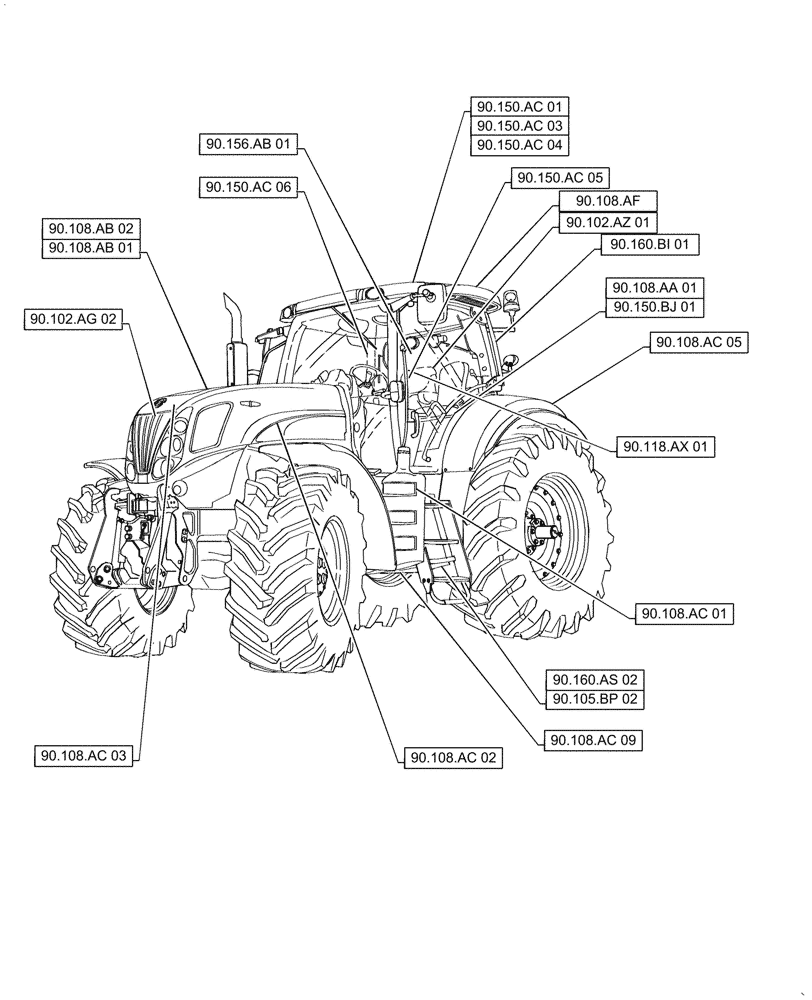 Схема запчастей Case IH PUMA1654 - (00.000.90[05]) - PICTORIAL INDEX - PLATFORM" CAB BODYWORK AND DECALS (00) - GENERAL & PICTORIAL INDEX