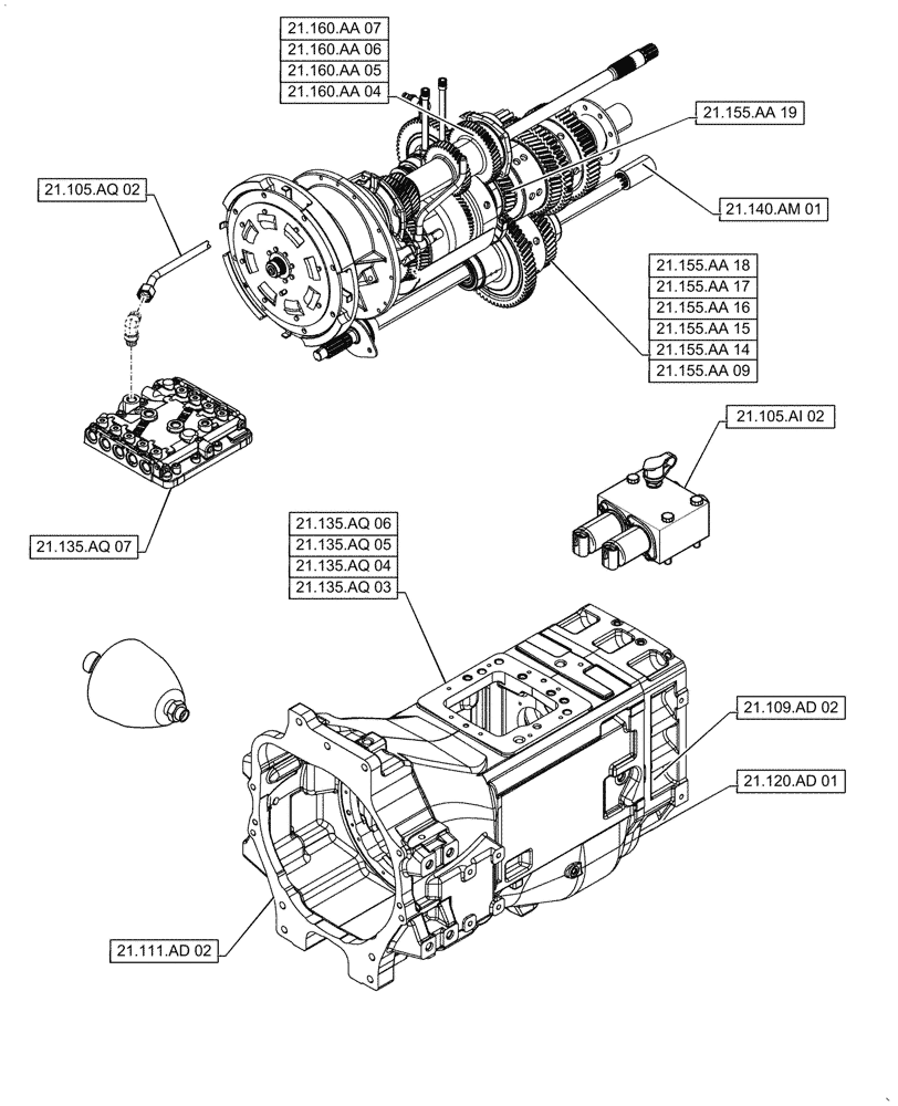 Схема запчастей Case IH PUMA1804 - (21.000.00[03]) - SECTION INDEX - TRANSMISSION (21) - TRANSMISSION