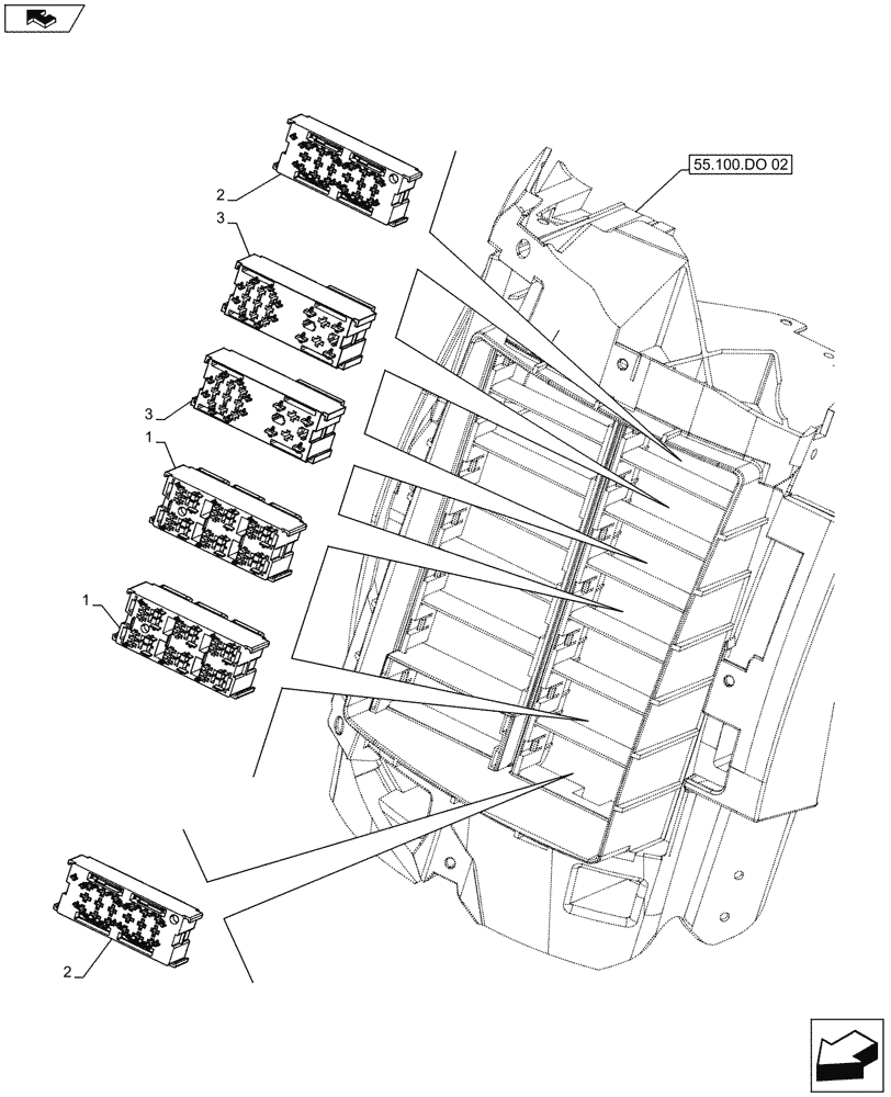 Схема запчастей Case IH MAXXUM 115 - (55.100.DO[06]) - VAR - 331145, 331146 + STD - CAB MAIN WIRE HARNESS, FUSE BOX, FUSE (55) - ELECTRICAL SYSTEMS