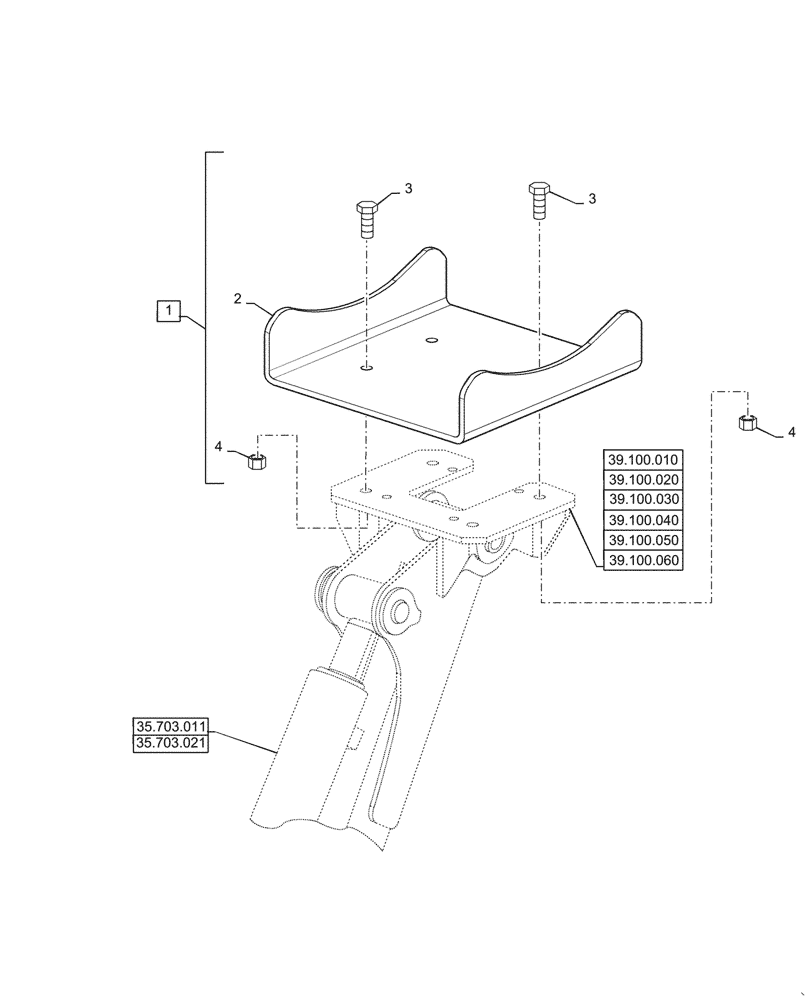 Схема запчастей Case IH BHA90 - (39.129.020) - VAR - 716525046 - STABILIZER FOOT (39) - FRAMES AND BALLASTING