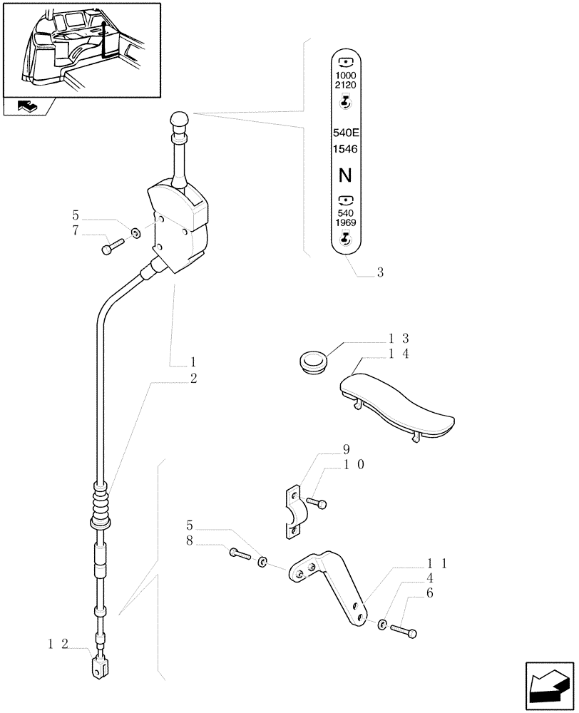 Схема запчастей Case IH PUMA 115 - (1.96.3[01]) - POWER TAKE-OFF 540/750/1000 RPM - PTO CONTROL - C5805 (10) - OPERATORS PLATFORM/CAB