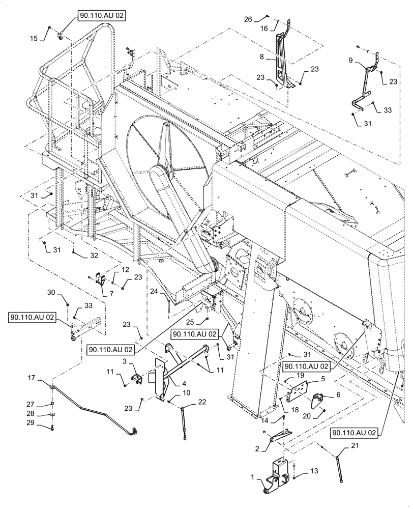 Схема запчастей Case IH 8240 - (90.110.AU[01]) - TRIM, BODY, RH (90) - PLATFORM, CAB, BODYWORK AND DECALS