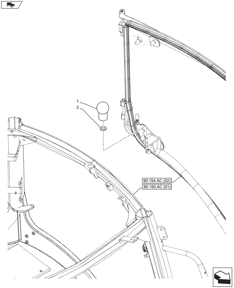 Схема запчастей Case IH MAXXUM 110 - (90.154.AC[03]) - VAR - 390906 - DOOR HANDLE, KNOB (90) - PLATFORM, CAB, BODYWORK AND DECALS