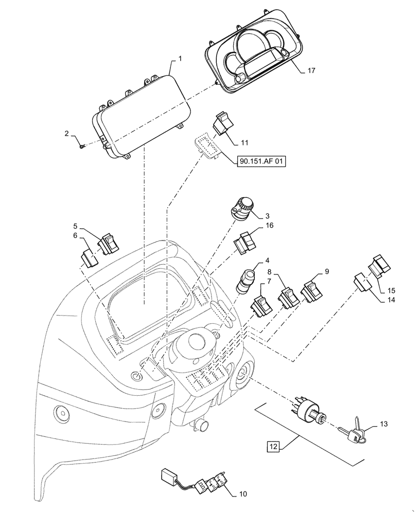 Схема запчастей Case IH FARMALL 35C - (55.408.CA[01]) - ELECTRIC PANEL, FRONT CONSOLE, FARMALL 35C, CAB (55) - ELECTRICAL SYSTEMS